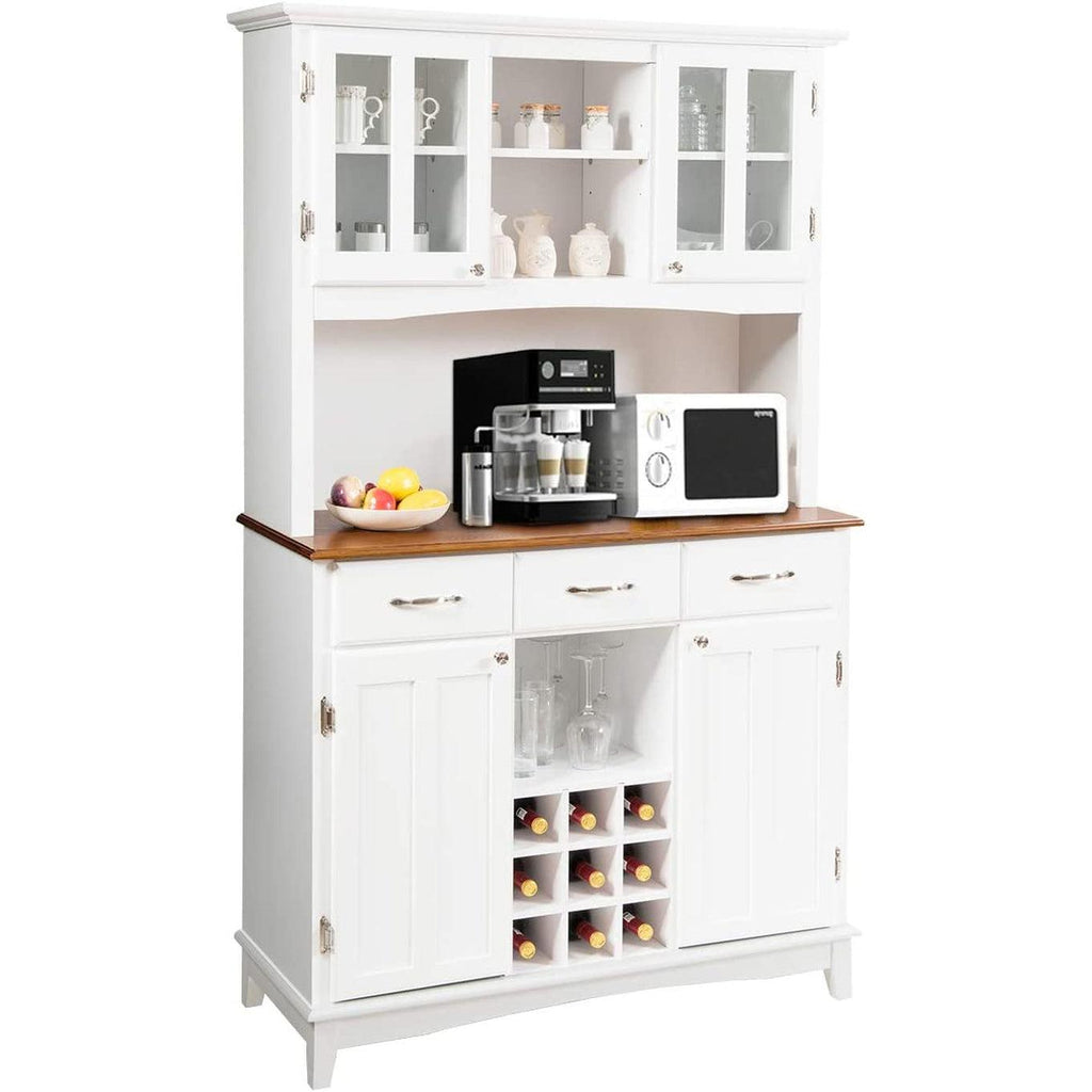 White Kitchen Hutch Sideboard With Built In Wine Rack