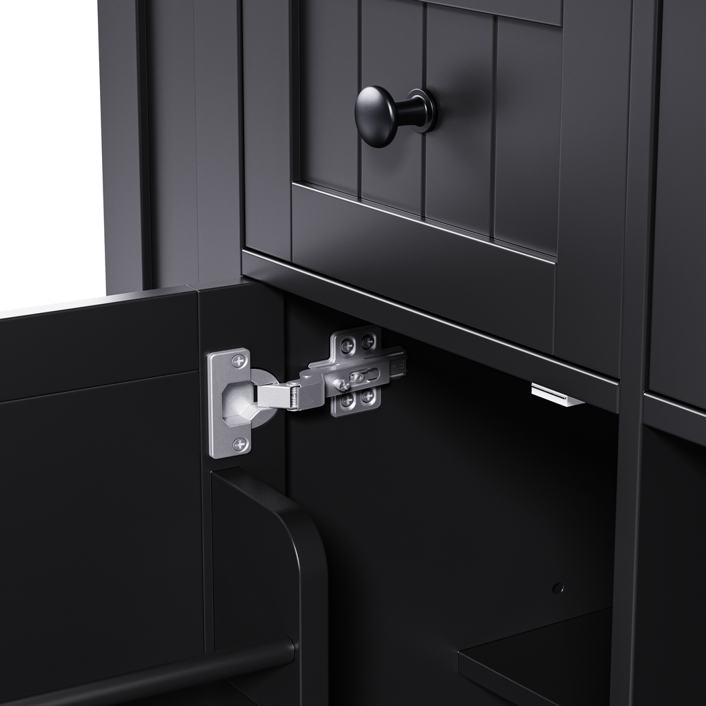 K&K 53inch Large Kitchen Island with 2 Bar Stools, Power Outlet,Door Internal Storage Rack, Kitchen Storage Cart on 5 Wheels with Drop Leaf, 5 Open Side Racks, 3 Drawers, for Kitchen,Dining Room,Black