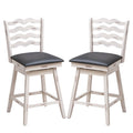 360° Swivel Bar Stools with Rubber Wood Frame and Ergonomic Backrest and Footrest-25 inches