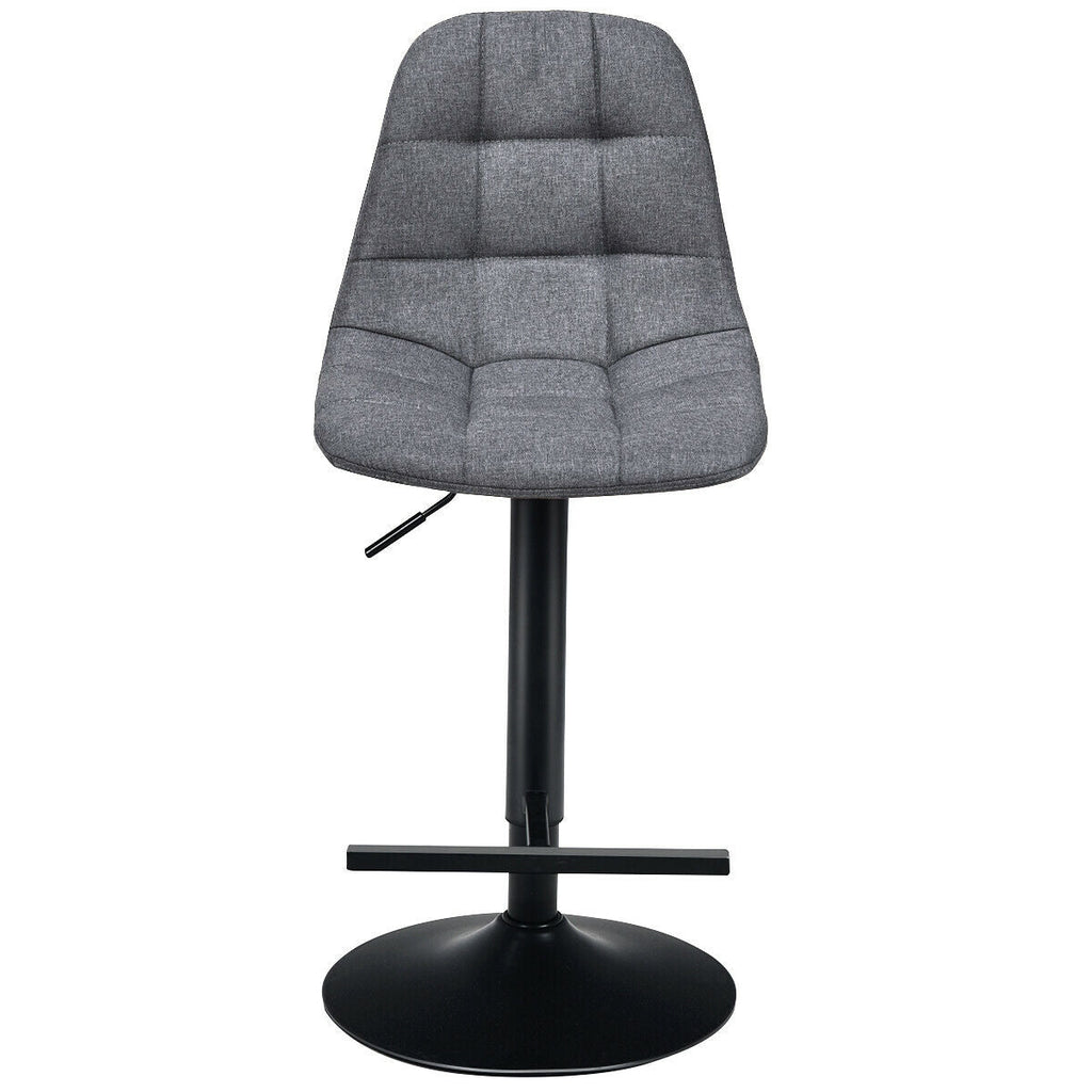 2Pcs Adjustable Bar Stools Swivel Counter Height Linen Chairs -Gray