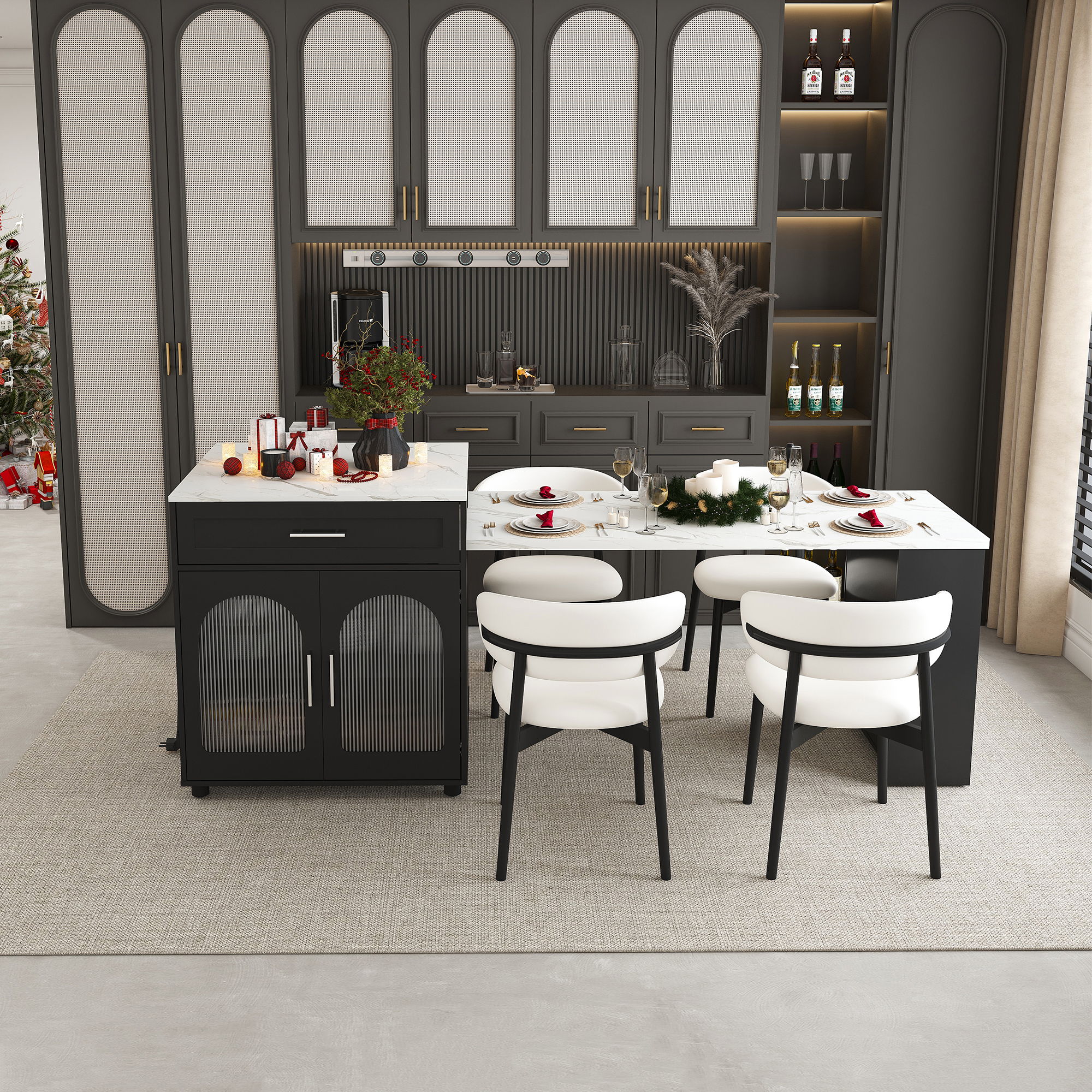 Expandable Kitchen Island With Power Outlet