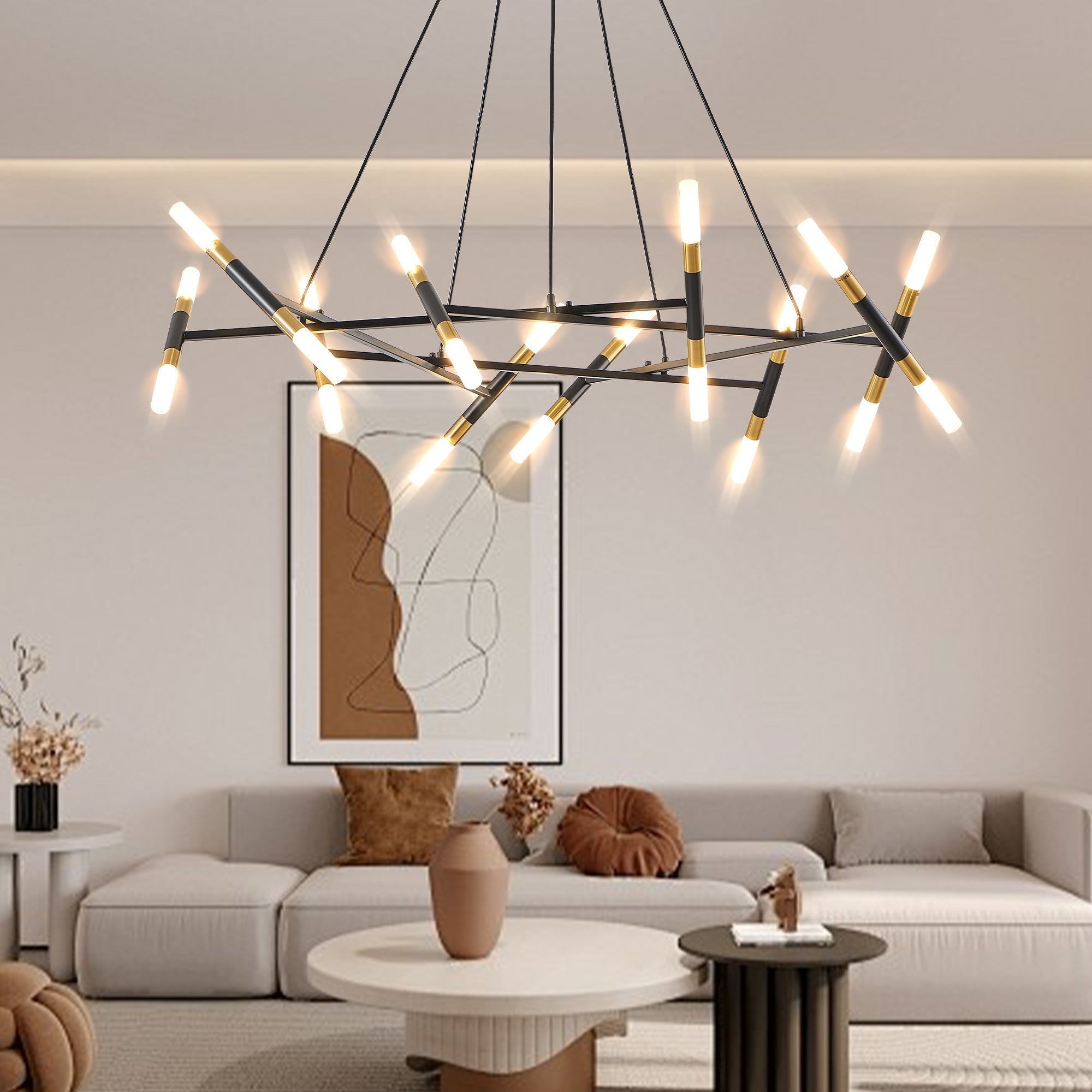 41'' Black & Golden Modern Chandelier Light Fixture