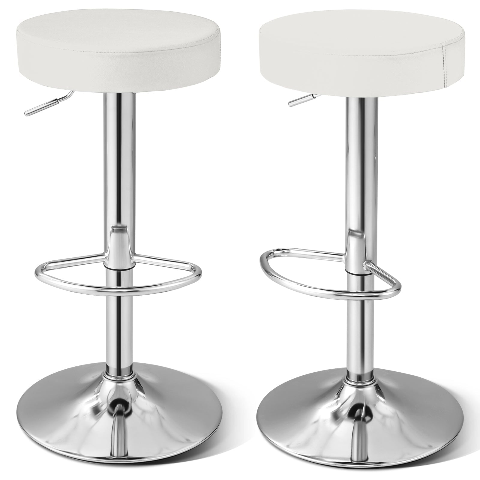 1 PC Round Bar Stool Adjustable Swivel Pub Chair-White
