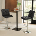 PU Leather Upholstered Bar Stools Set of 2 with Back and Adjustable Height-Black