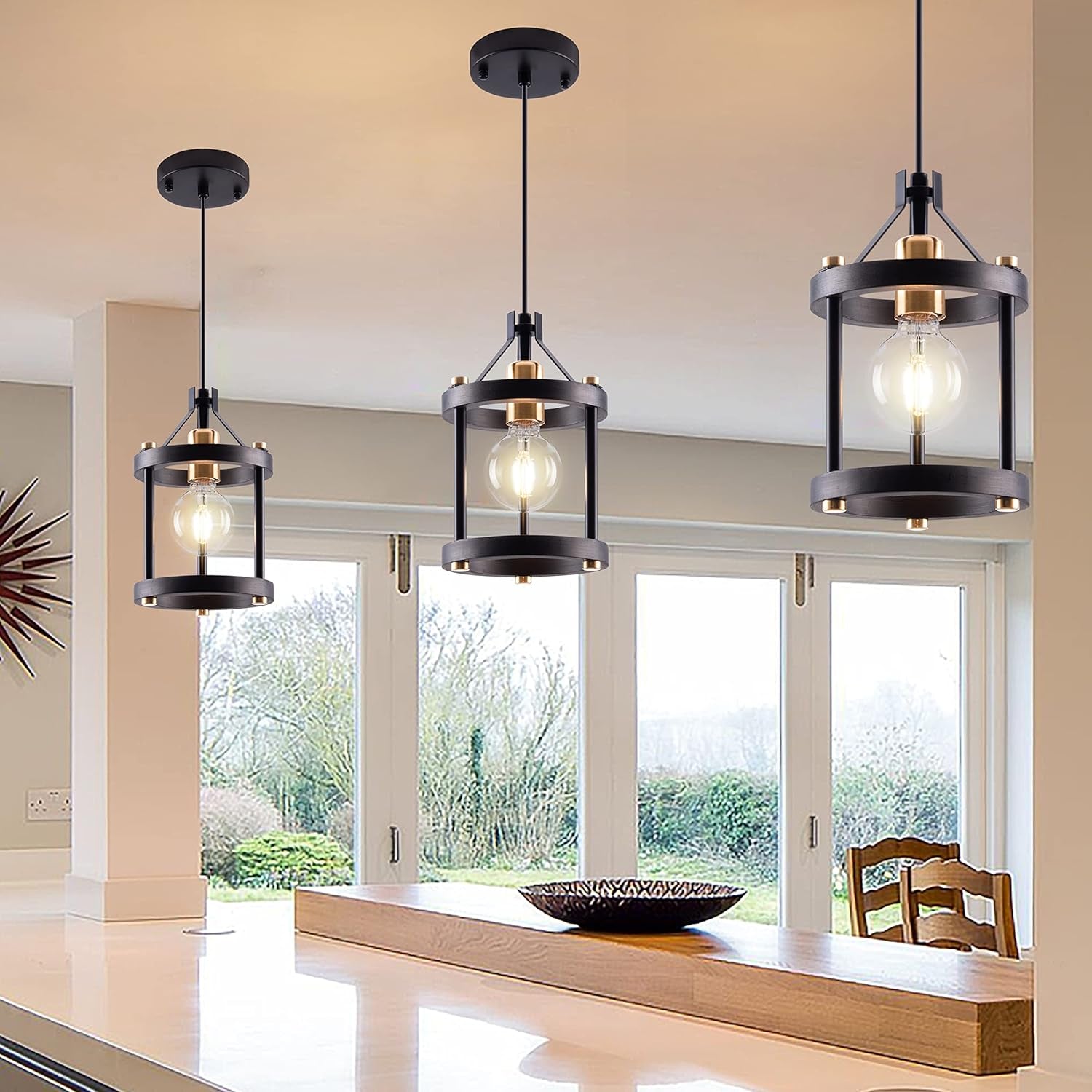 Black Farmhouse Pendant Lights With Adjustable Cords
