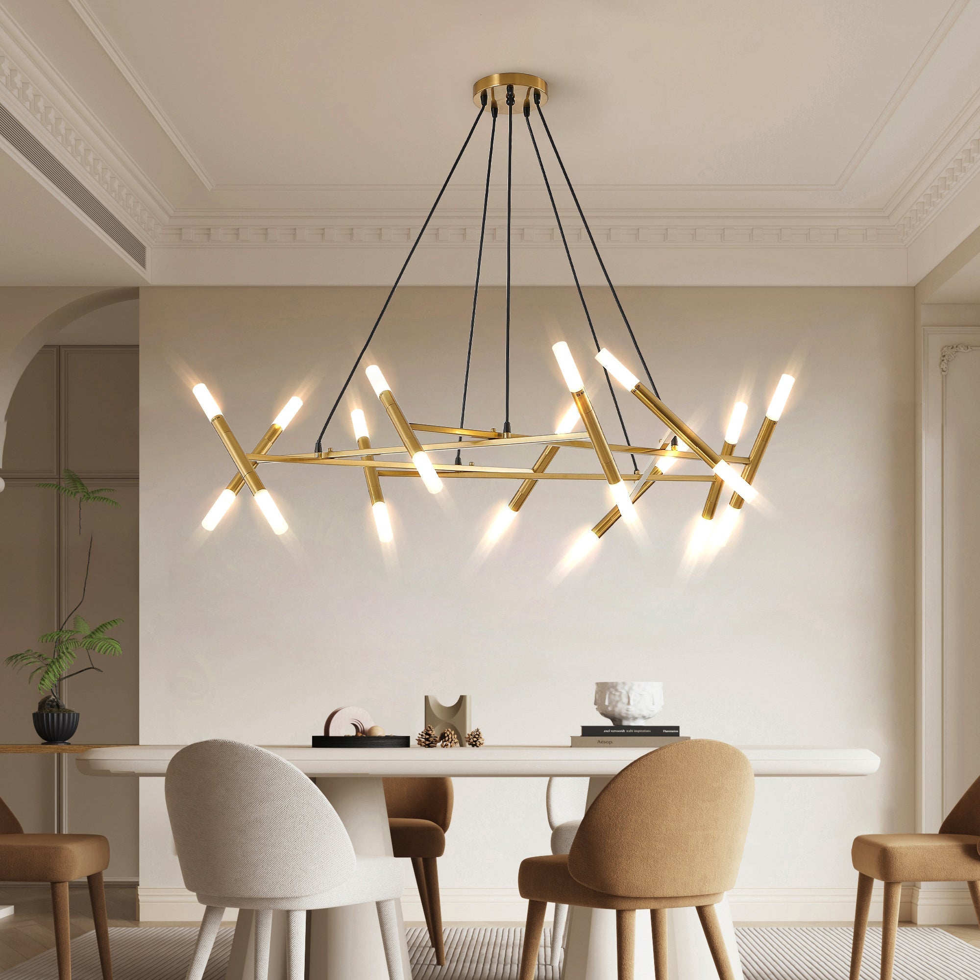 41' Golden Modern Chandelier Light Fixture with Branch Design