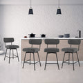 25 Inch 2-Piece Modern Upholstered Bar Stools with Back and Footrests-Gray