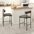 20 Inch Upholstered Bar Stools Set of 2 Counter Height Bar Chairs with  Backrest-Gray