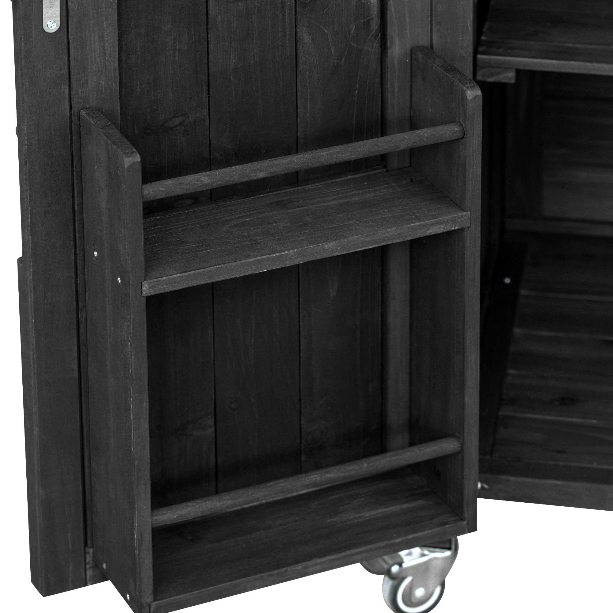 K&K Outdoor Kitchen Island with Rolling Bar Cart and Storage Cabinet