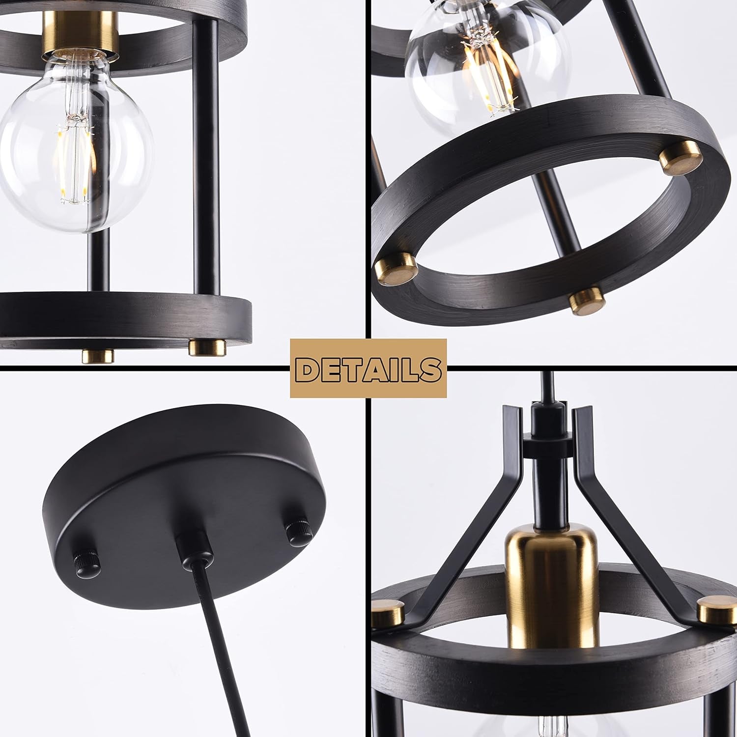 Black Farmhouse Pendant Lights With Adjustable Cords
