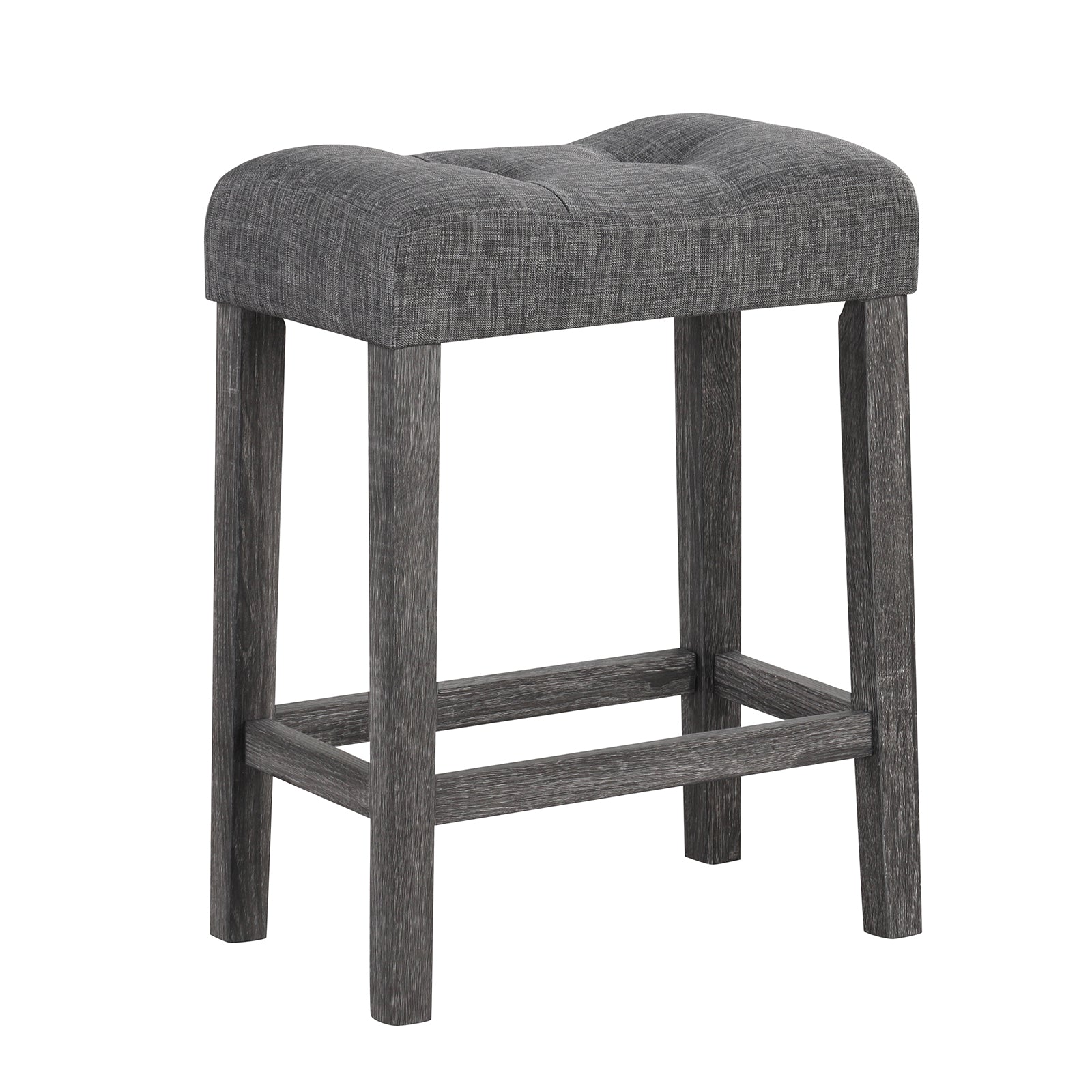 24 Inch Set of 2 Saddle Bar Stools with Padded Seat-Gray