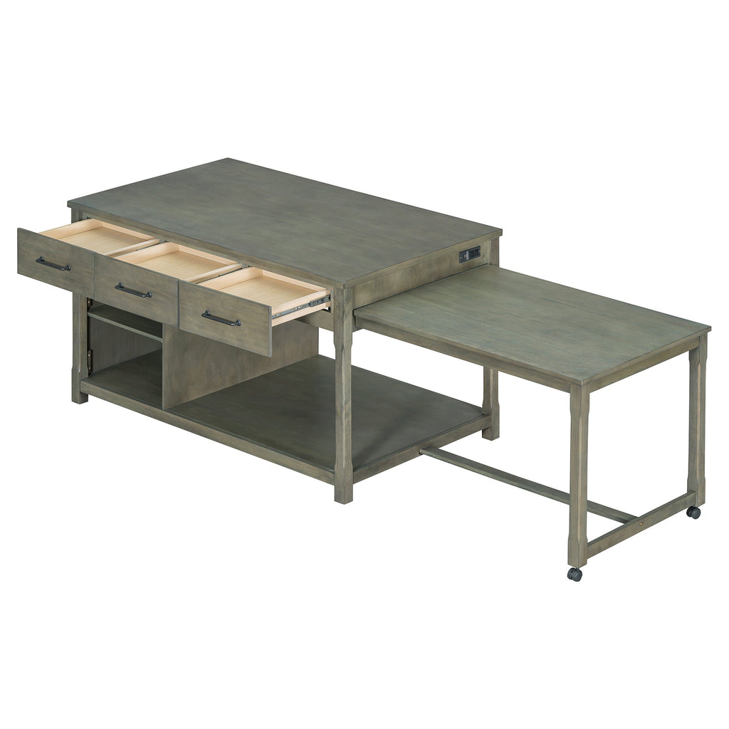 TREXM Extendable Kitchen Island with Storage