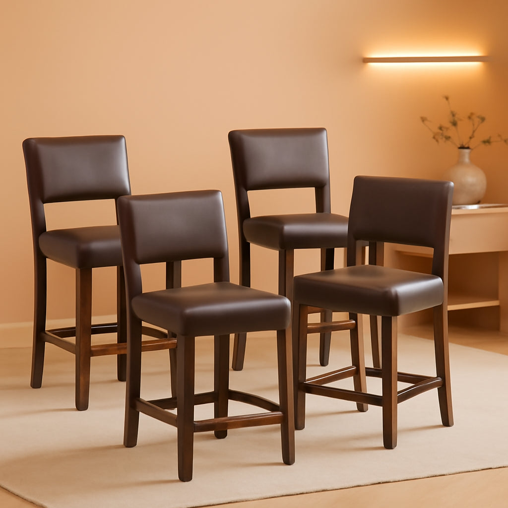 Bar Stool Set of 4 24.5 Inch Counter Height PVC Leather