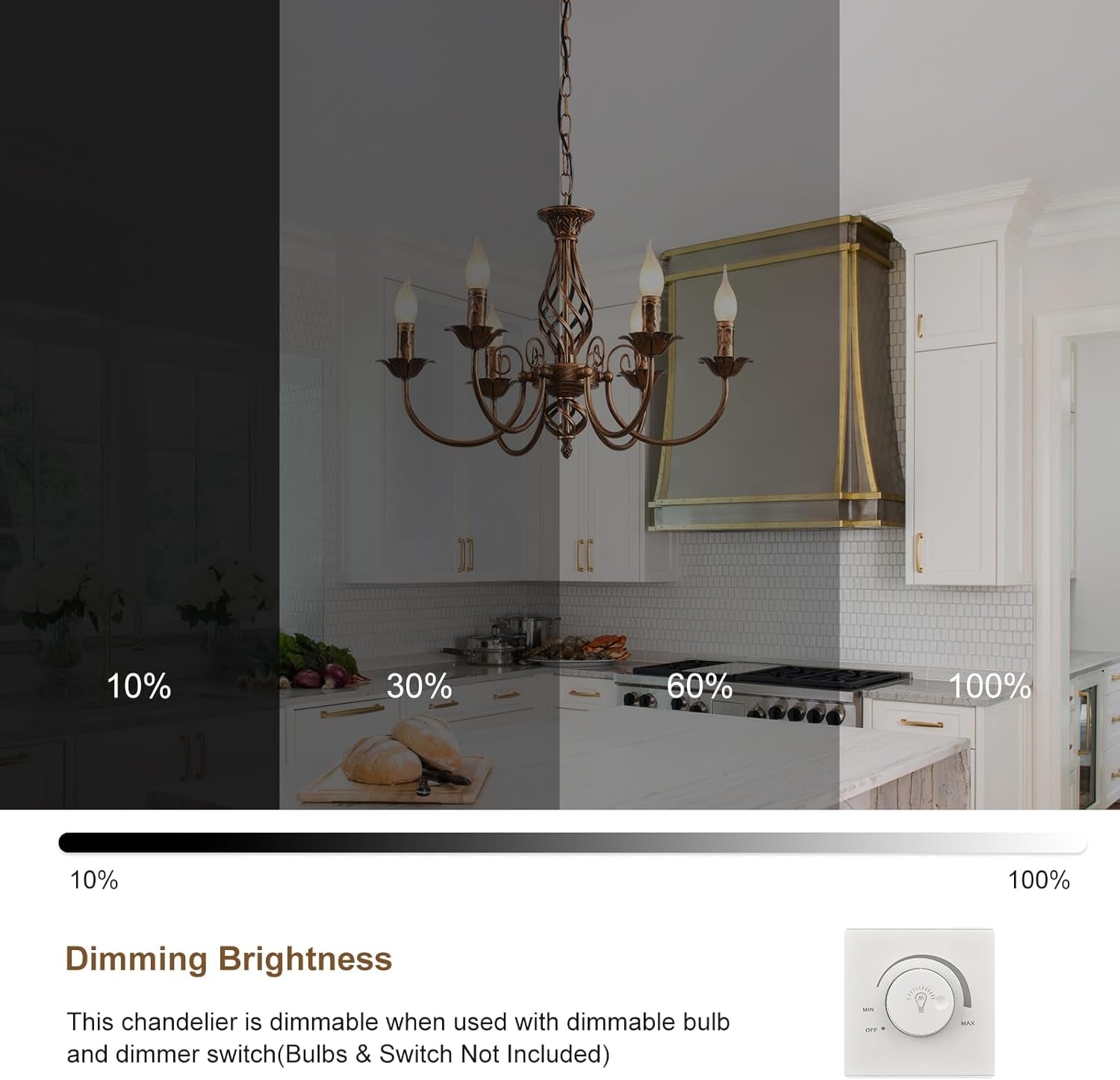 Bronze Rustic Farmhouse Chandelier Six Light Pendant