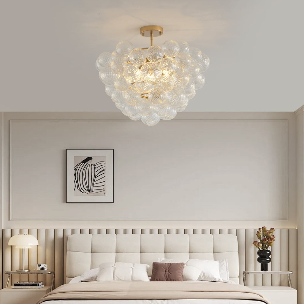 20-Inch Gold Ceiling Pendant Light with Threaded Clear Glass Globe Shade