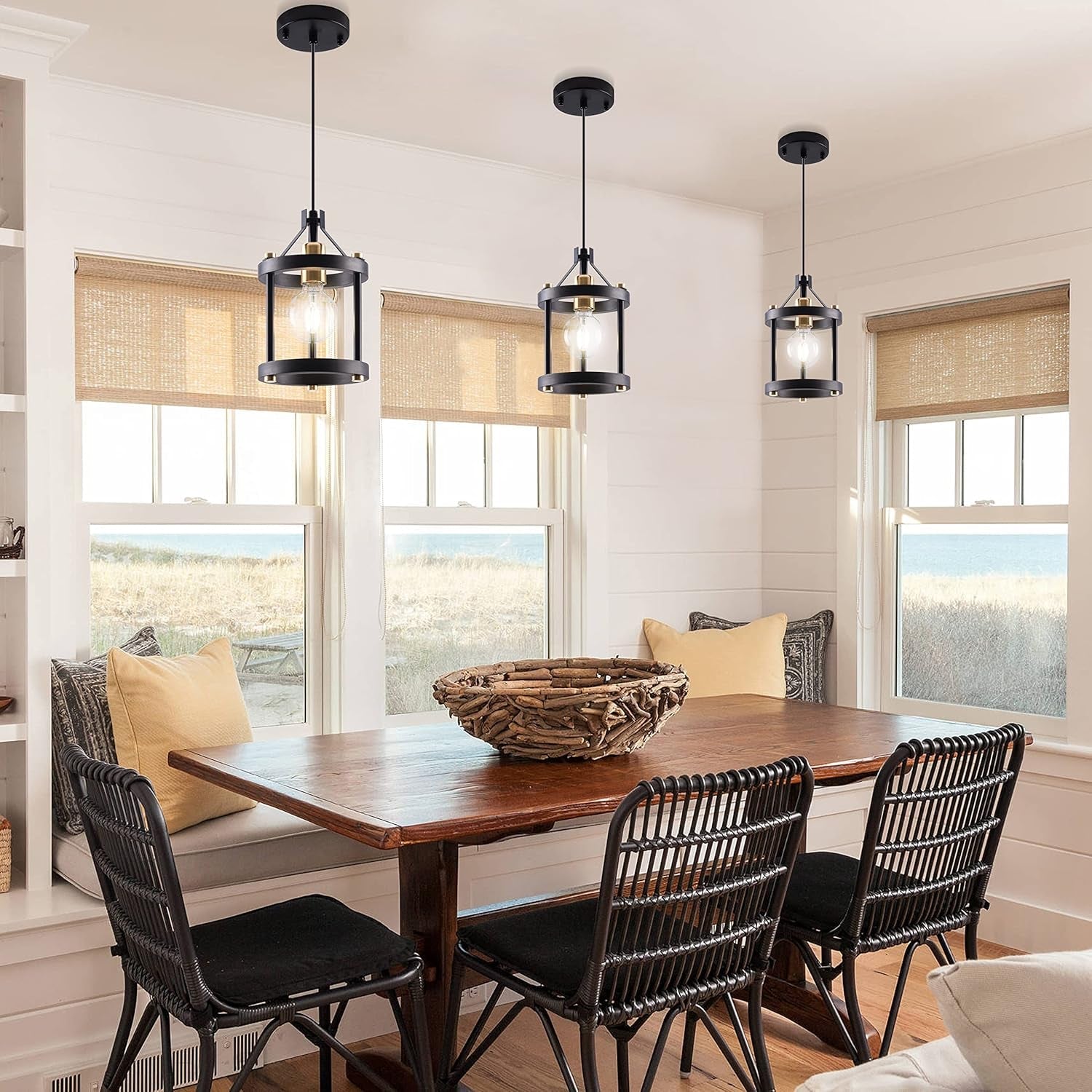 Black Farmhouse Pendant Lights With Adjustable Cords