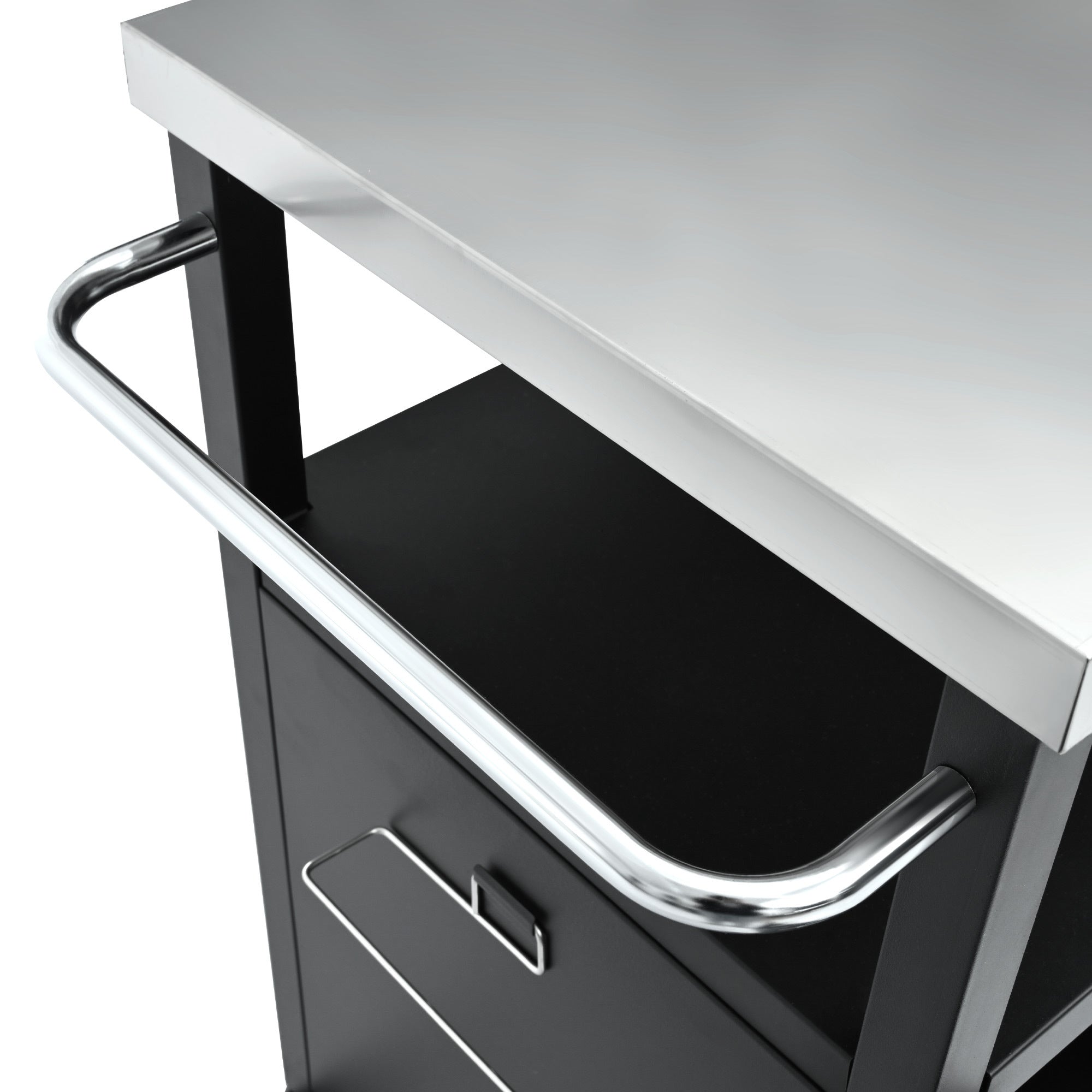K&K 54.5' Outdoor Kitchen Island with Stainless Steel Tabletop and Storage