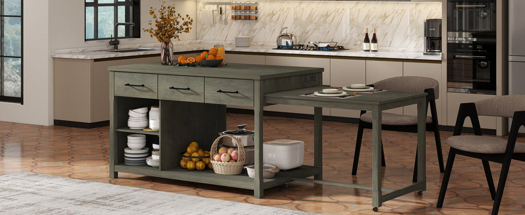 TREXM Extendable Kitchen Island with Storage