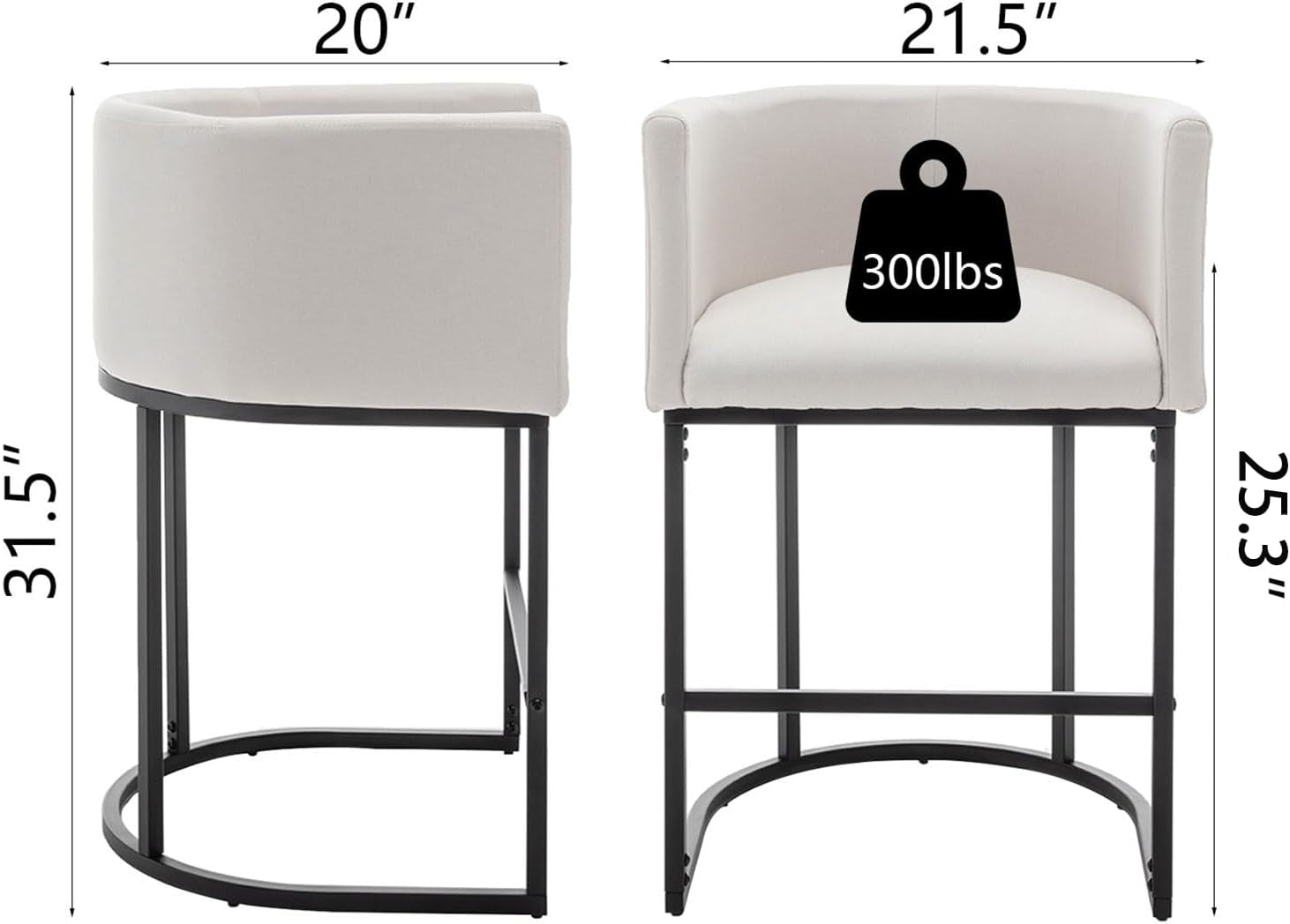Modern Barrel Counter Height Bar Stools Set of Four