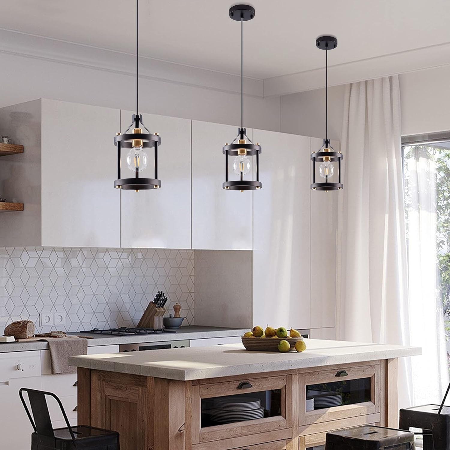 Black Farmhouse Pendant Lights With Adjustable Cords