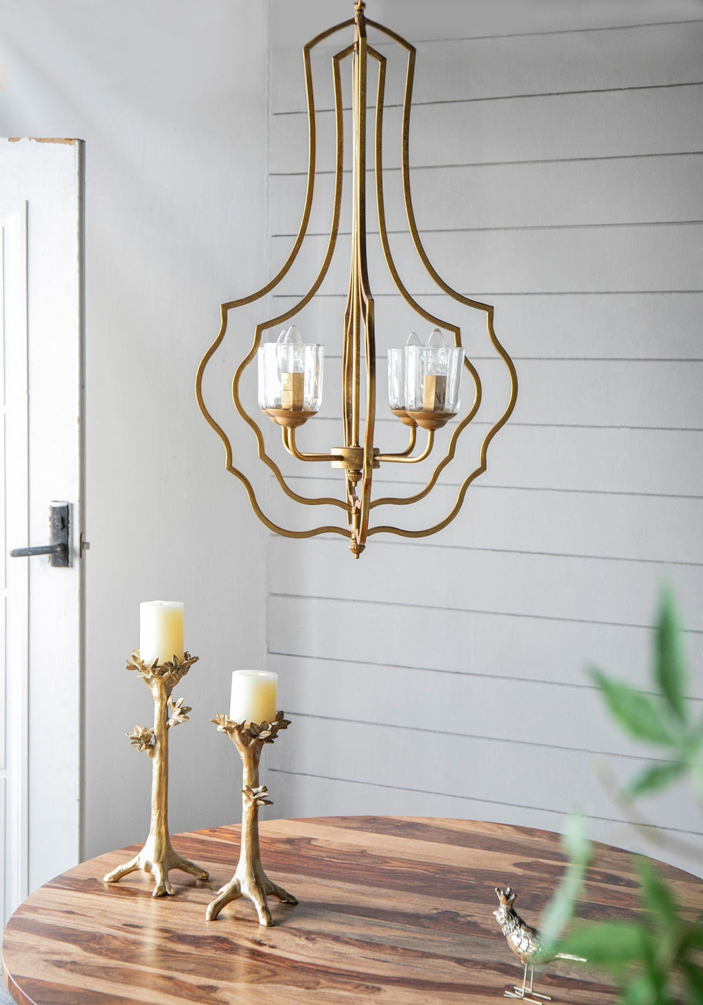 4 Light Metal Chandelier with Adjustable Chain - Gold
