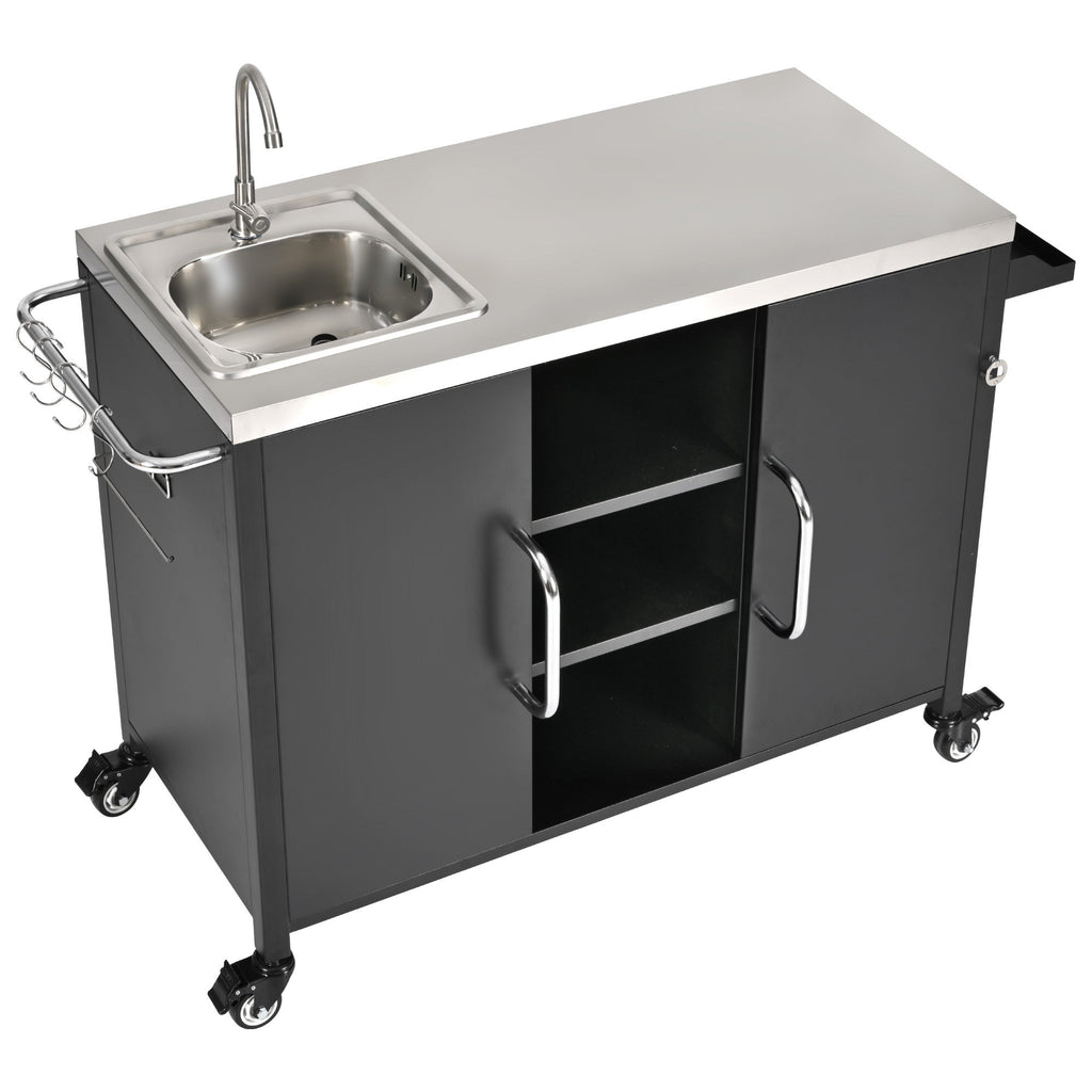 K&K 55.5' Outdoor Kitchen Island with 304 Stainless Steel Sink