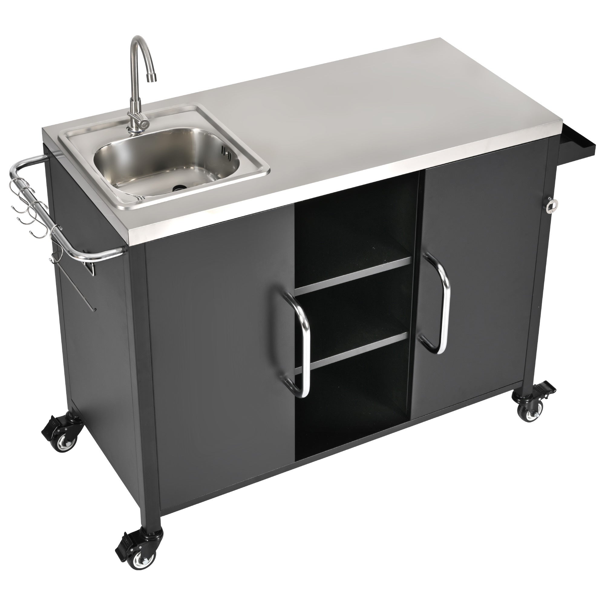 K&K 55.5' Outdoor Kitchen Island with 304 Stainless Steel Sink