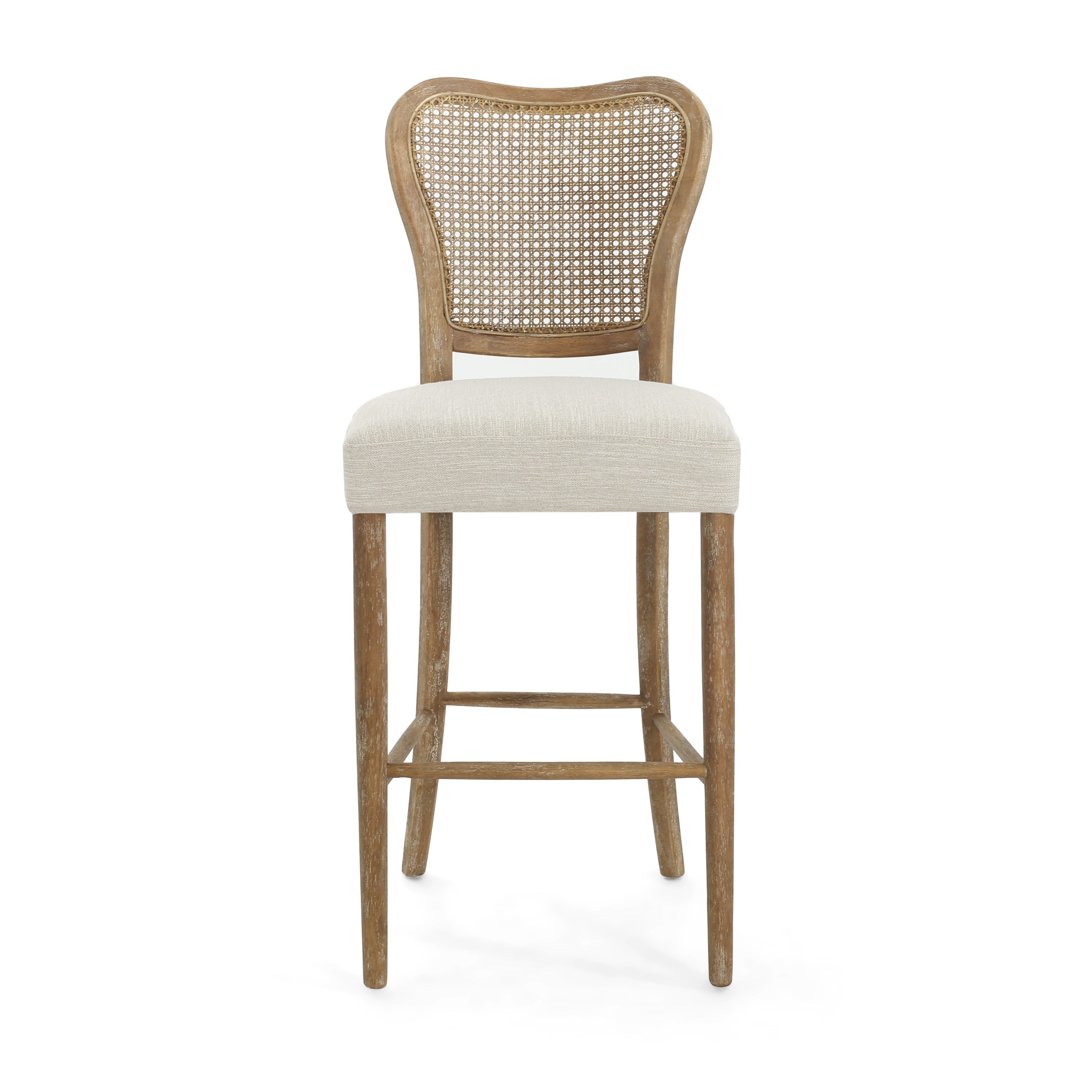 Cane-Back Upholstered Bar Stools Set of 2