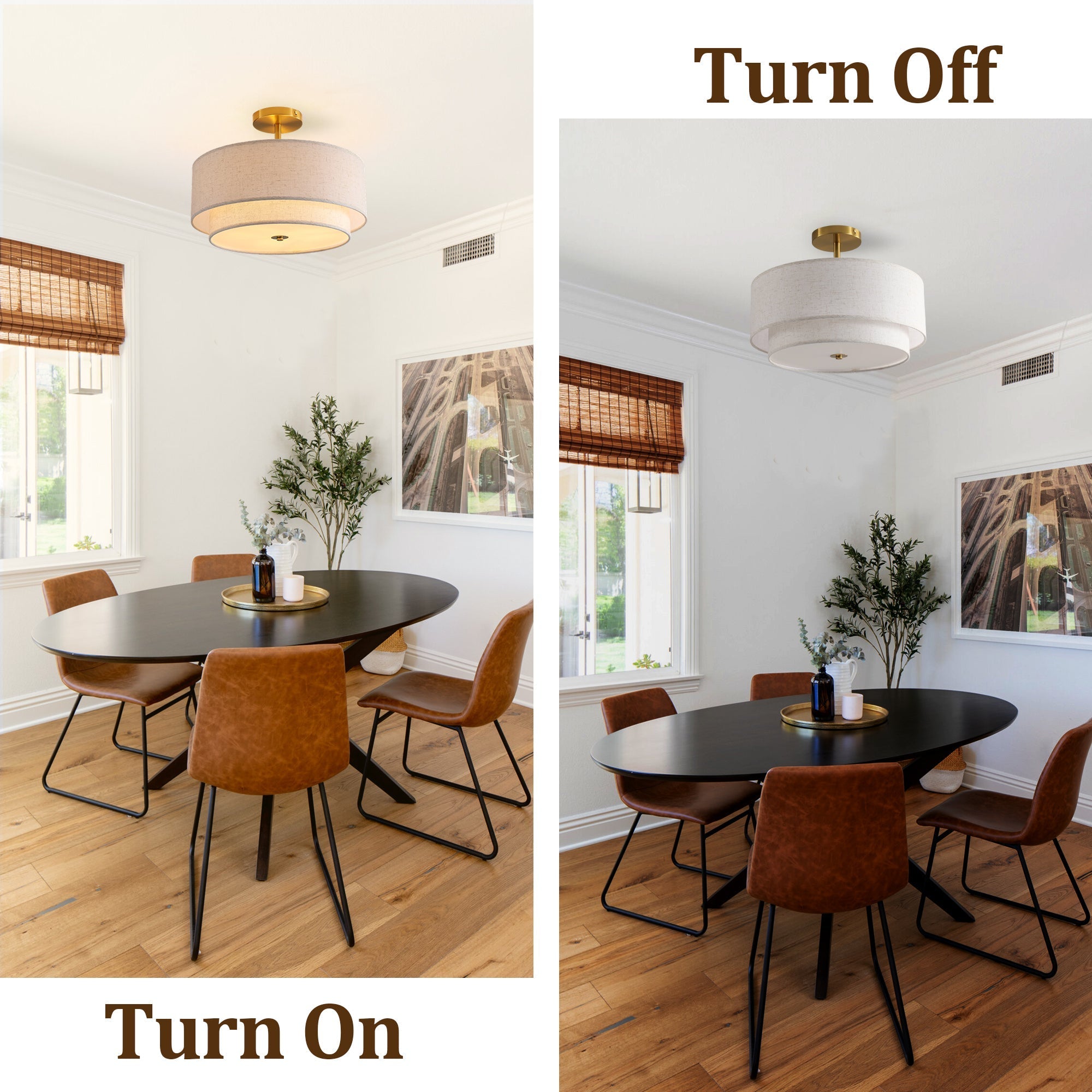 15' Modern Ceiling Light Fabric Upholstered