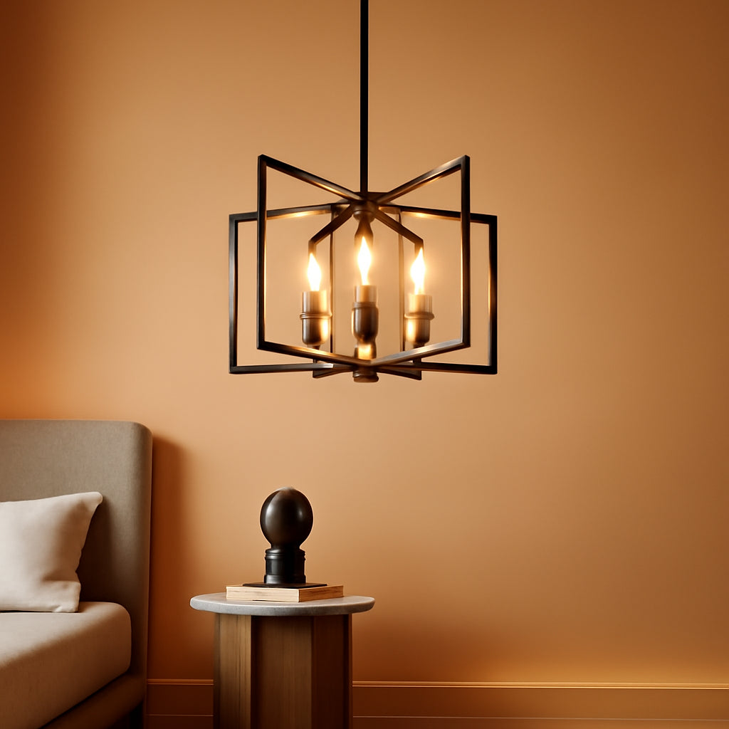 Six Light Black Farmhouse Chandelier For Kitchen Island