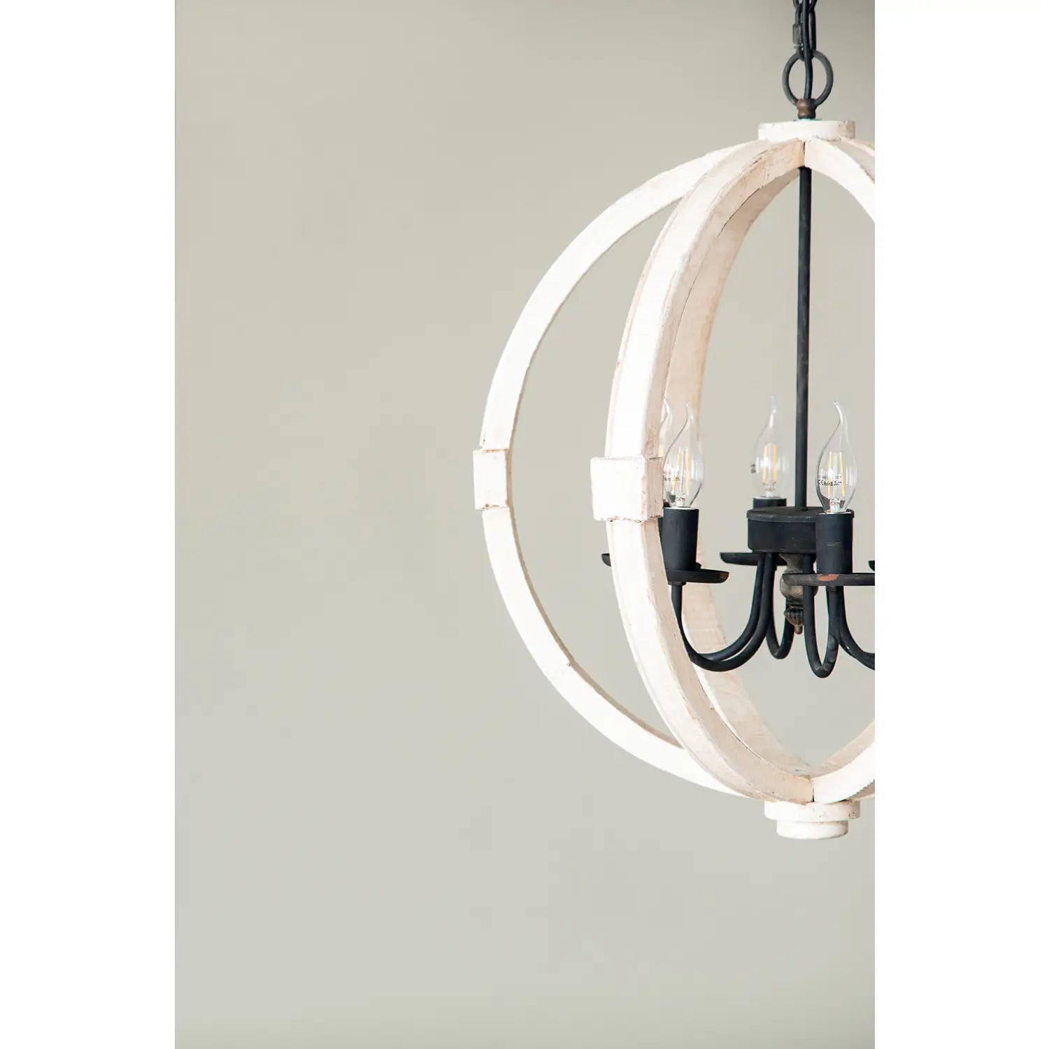 6-Light Wood Chandelier with Adjustable Chain for Kitchen & Entry
