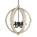 6-Light Wood Chandelier with Adjustable Chain for Kitchen & Entry