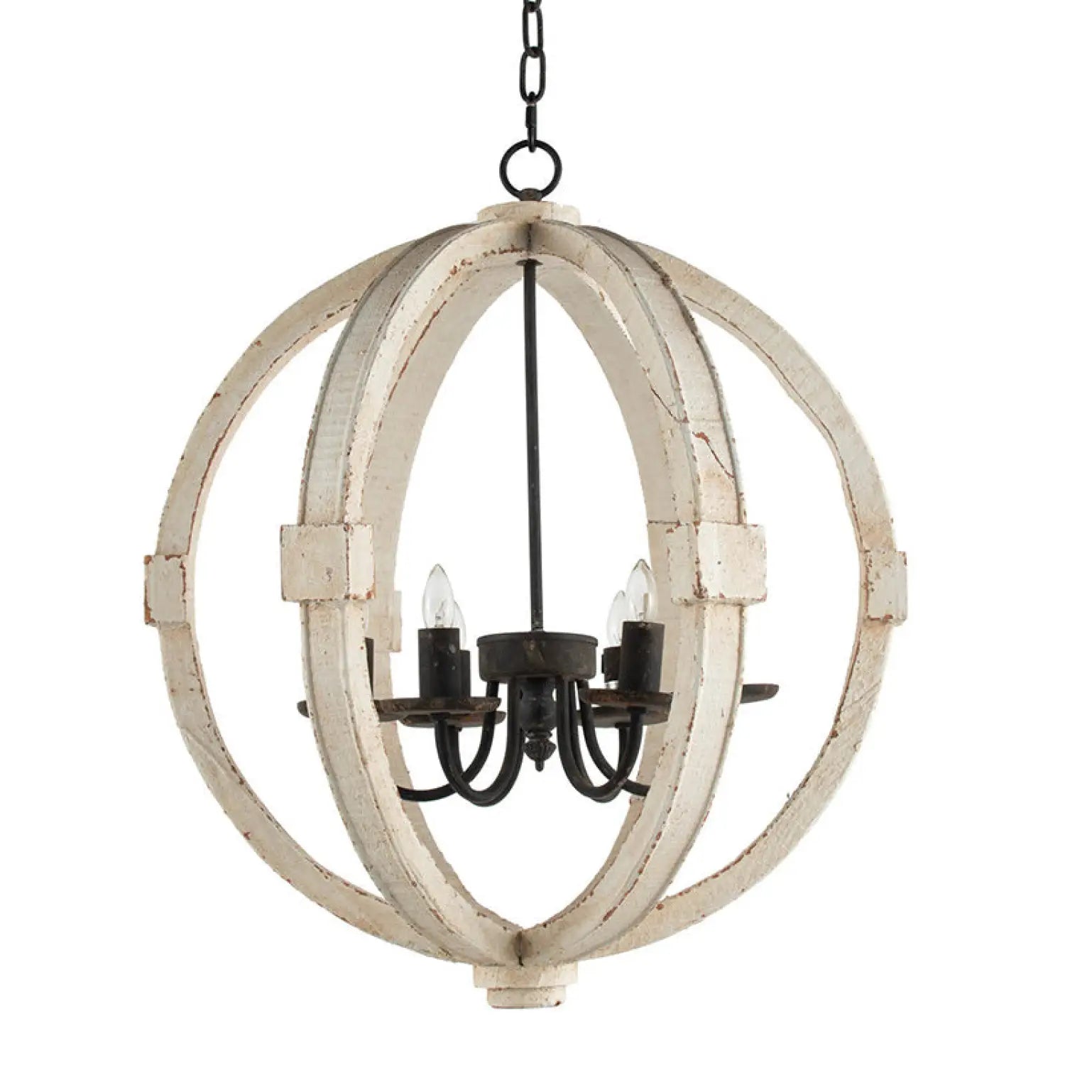 6-Light Wood Chandelier with Adjustable Chain for Kitchen & Entry