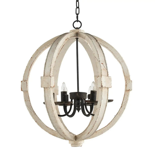 6-Light Wood Chandelier with Adjustable Chain for Kitchen & Entry, featuring an elegant design and adjustable chain.