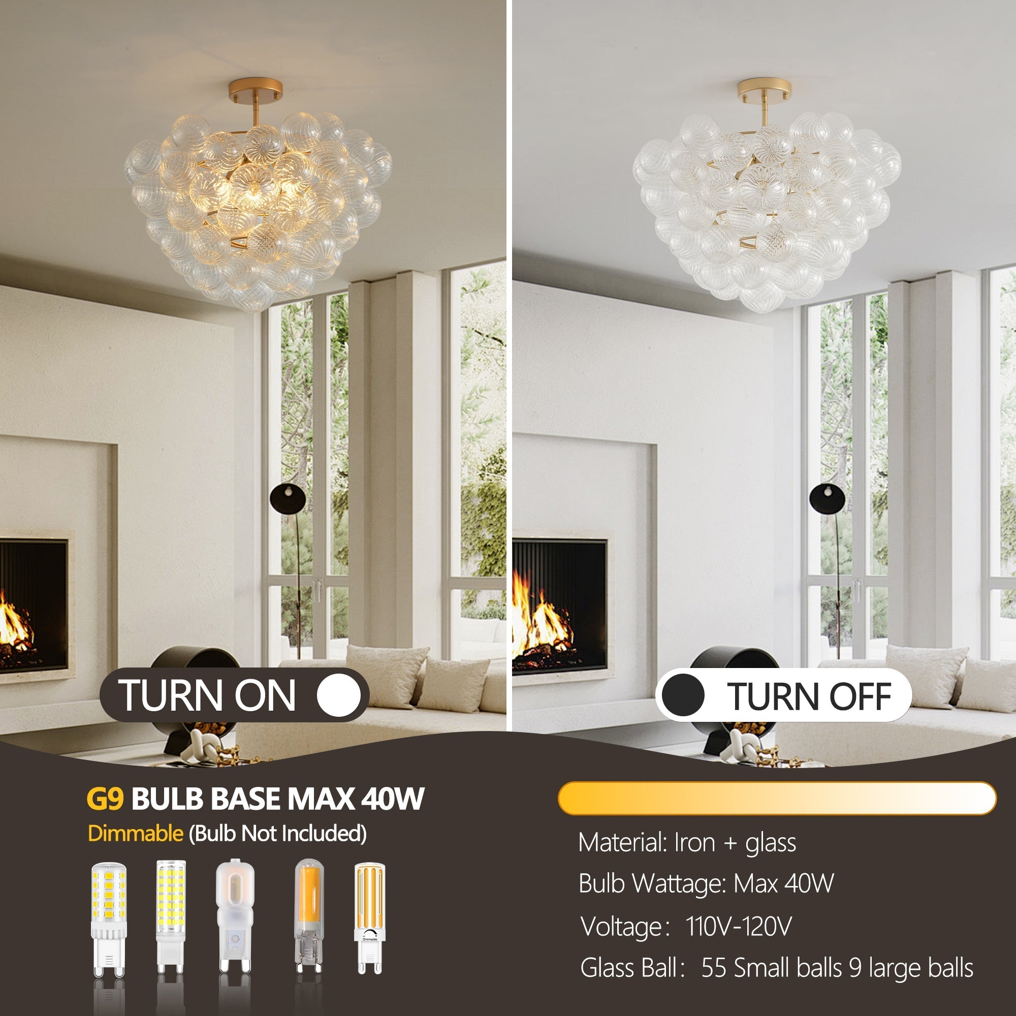20-Inch Gold Ceiling Pendant Light with Threaded Clear Glass Globe Shade