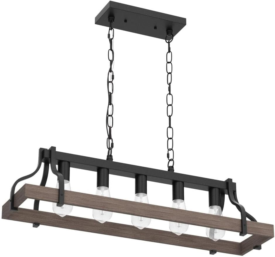 Rustic 5 Light Linear Chandelier Kitchen Island Black