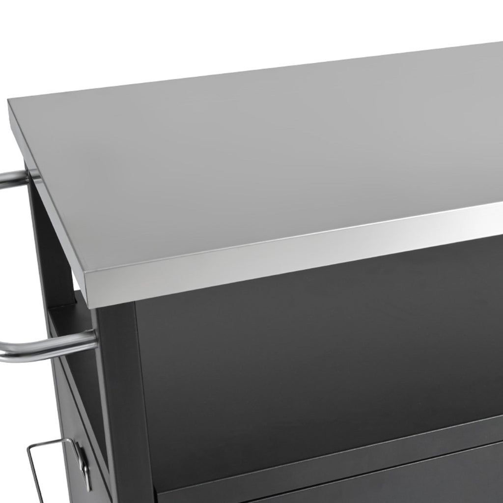 K&K 54.5' Outdoor Kitchen Island with Stainless Steel Tabletop and Storage