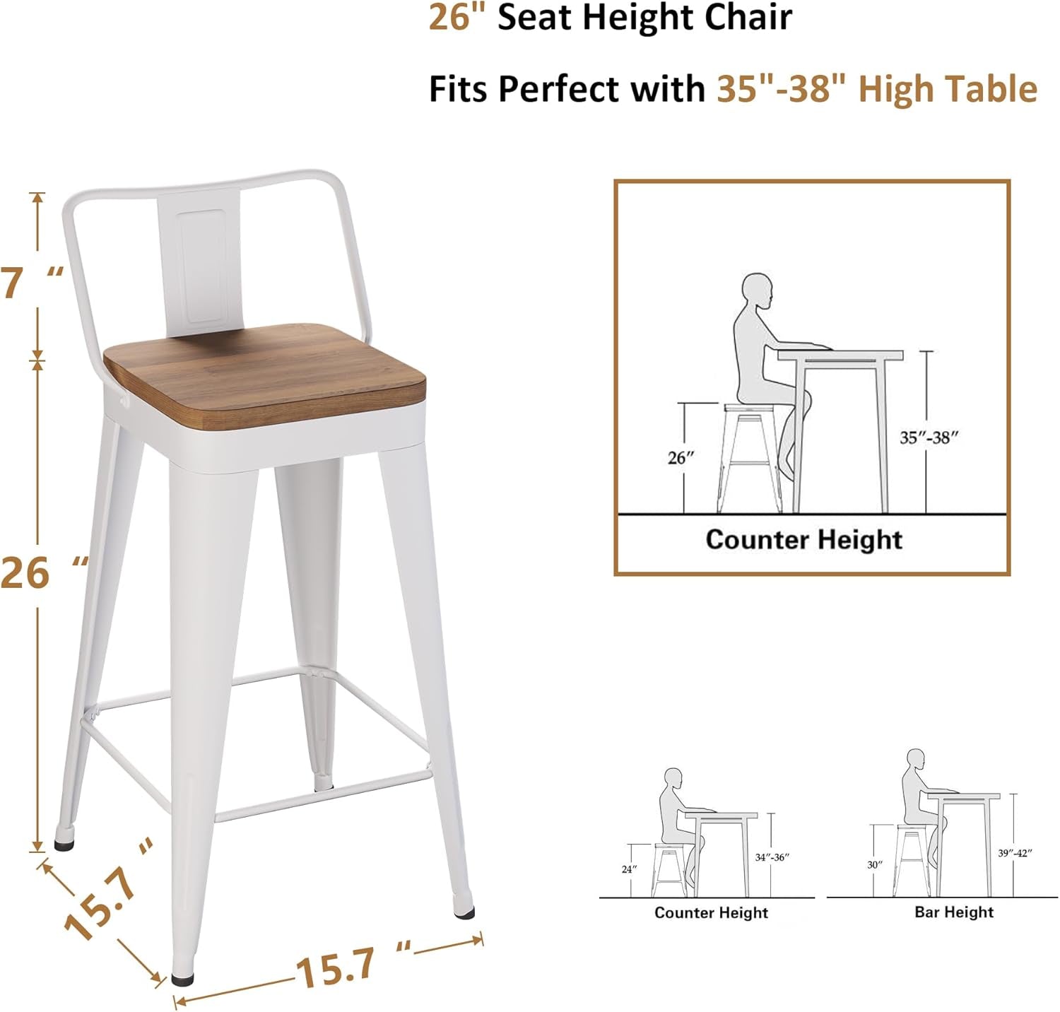 Stylish Set of Four Stackable Counter Height Bar Stools