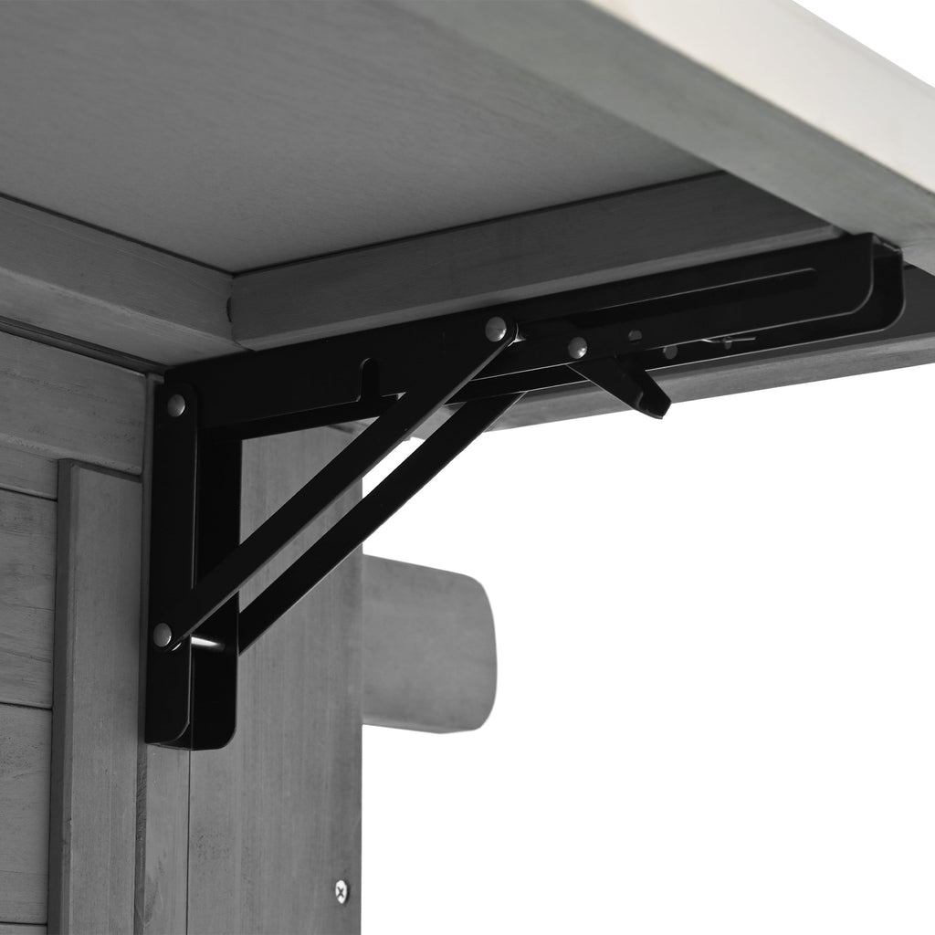 Outdoor Kitchen Island Fir Wood Kitchen Island with Stainless Steel Top, Ample Storage, Towel and Spice Racks, Bottle Opener, Grey