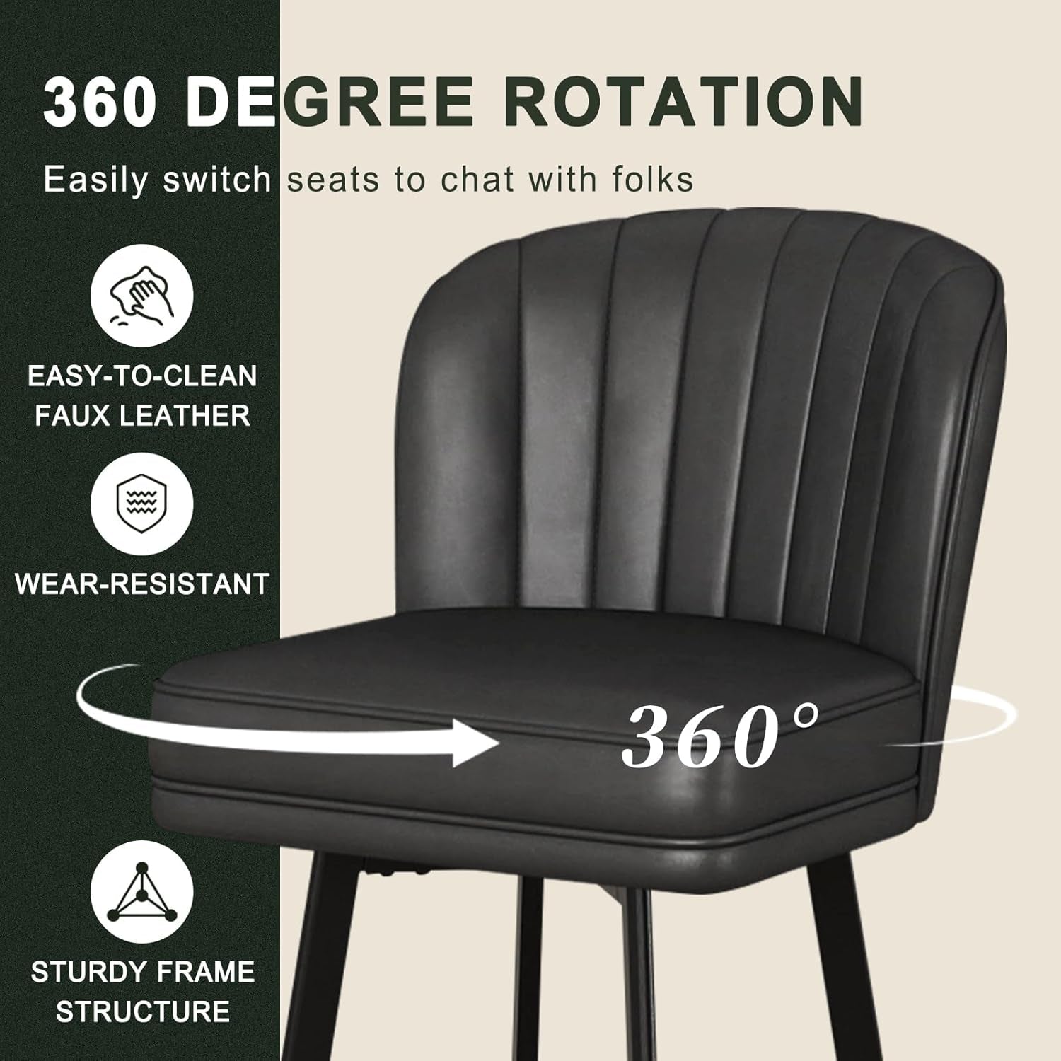 Modern Swivel Counter Height Bar Stools Set of Four