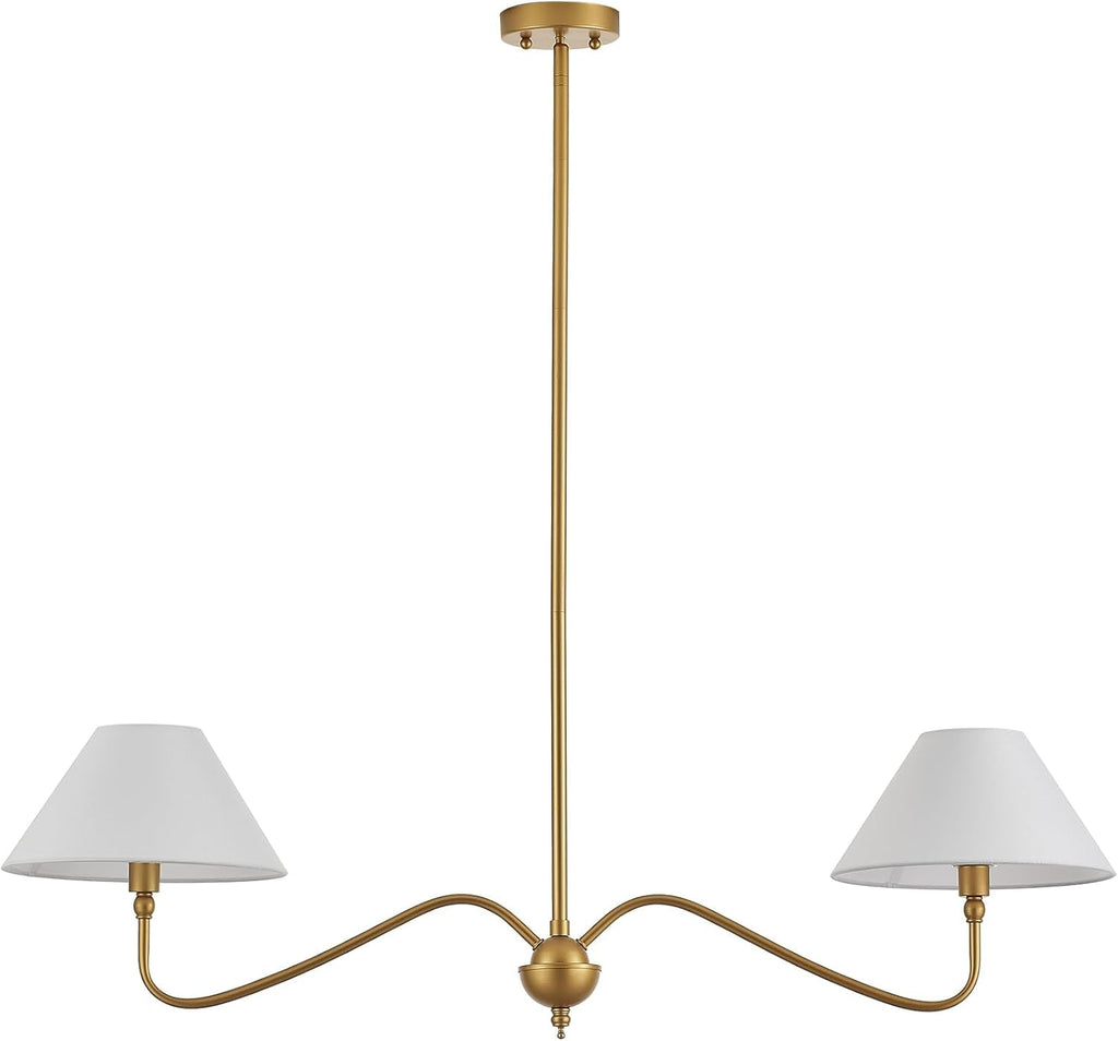 Goldtone Linear 2 Light Chandelier For Kitchen Island