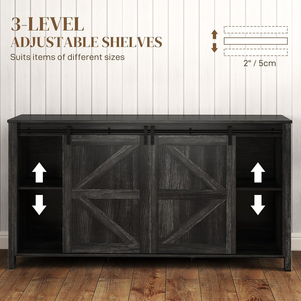 60 Inch Farmhouse Sideboard Buffet Cabinet Sliding Doors