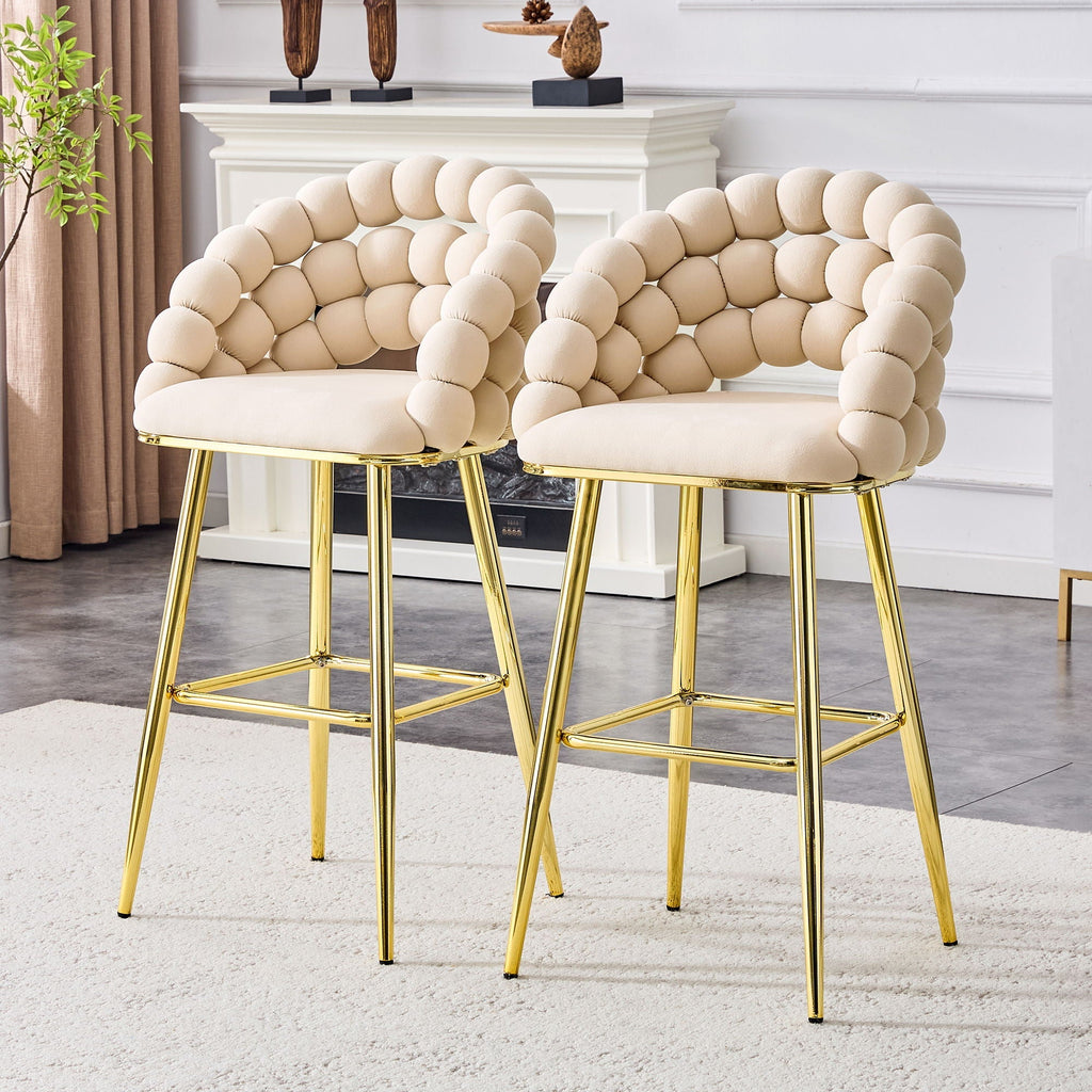 Bubble, Ball Chain Tufted Bar Chairs For Kitchen Island & Home Bar (Set of 2)