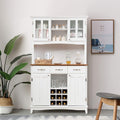 White Kitchen Hutch Sideboard With Built In Wine Rack