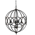 4 Light Metal Chandelier in Black Iron with Adjustable Chain