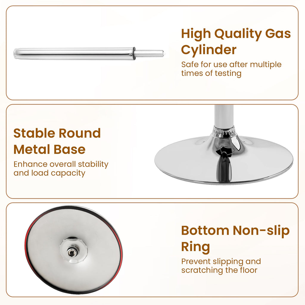 PU Leather Upholstered Bar Stools Set of 2 with Back and Adjustable Height-Black