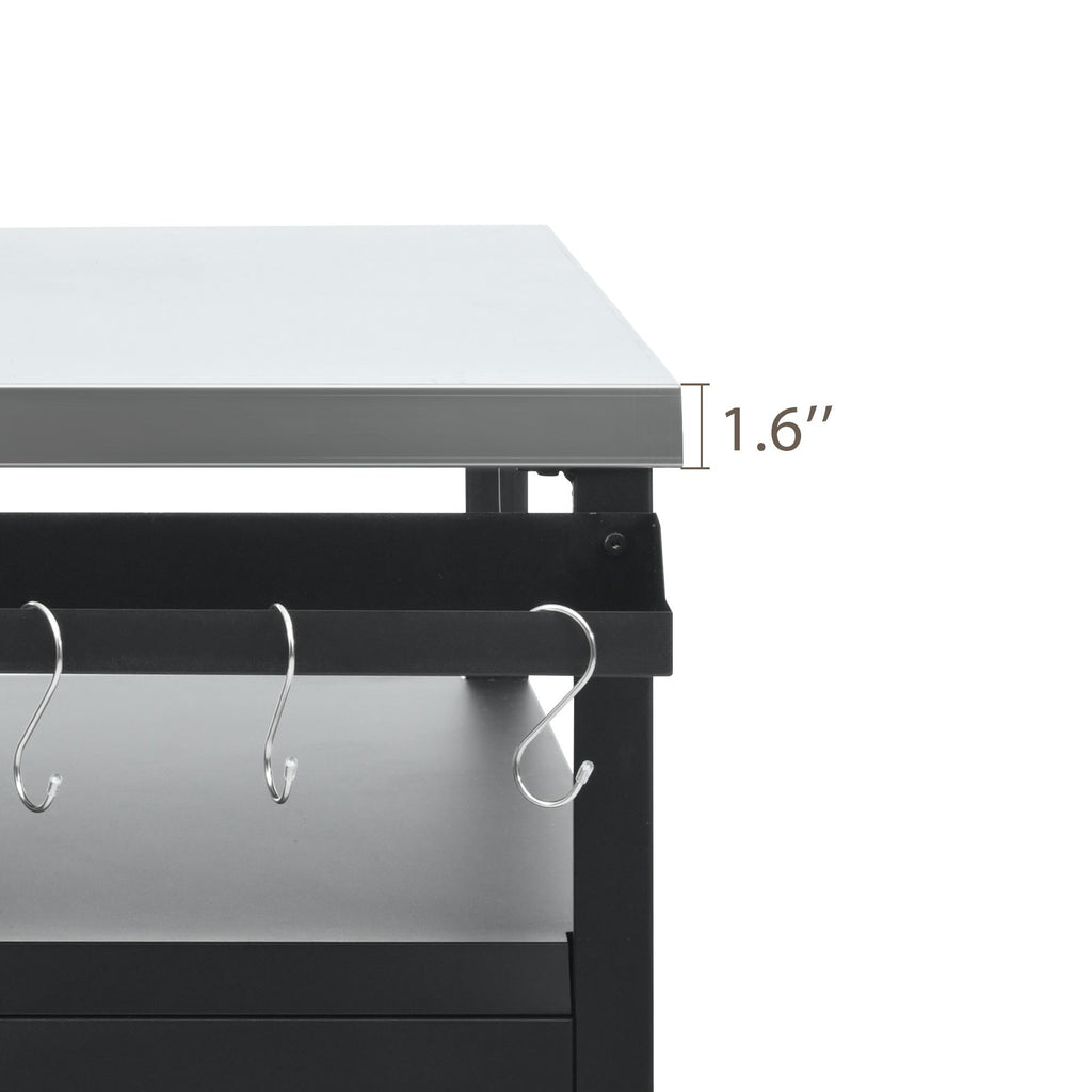 K&K 54.5' Outdoor Kitchen Island with Stainless Steel Tabletop and Storage