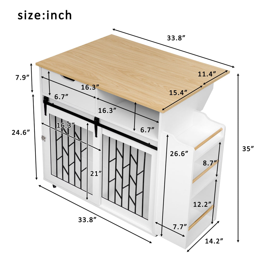 Modern Style 2-in-1 Pet Friendly Dog Crate Kitchen Island End Table