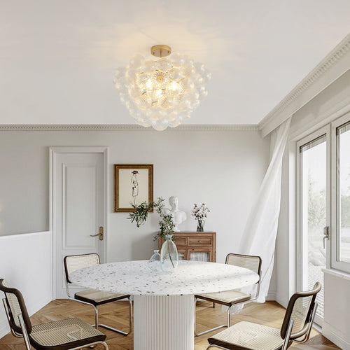 20-Inch Gold Ceiling Pendant Light with Threaded Clear Glass Globe Shade