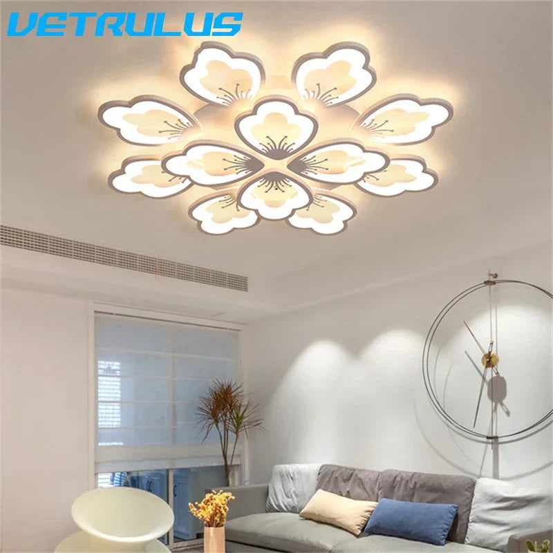 DecorBites™ Lotus Design LED Acrylic Chandelier Ceiling Lamp for Modern Living, Dining, and Study Rooms